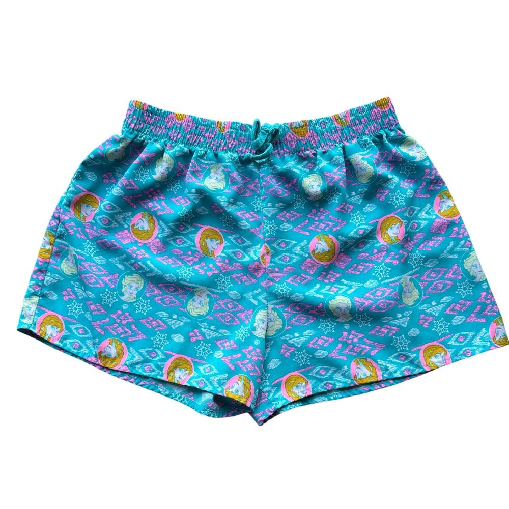 Disney Frozen Girls Teal Anna Elsa Pajama Shorts Sleep Lounge XL 14-16